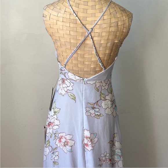 NWT Lulus Blooms for You Floral Maxi Dress Light Blue Pink XS - Picture 8 of 10